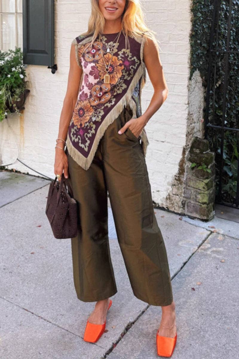 Aileen Fringe Cross Top