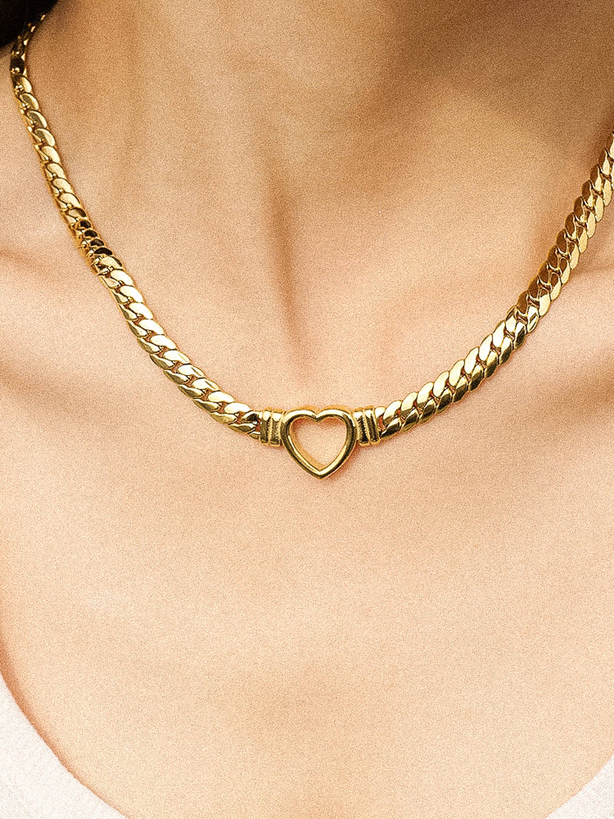 Tessa 14K Non-Tarnish Heart Snake Chain Necklace: Yellow Gold / Necklace