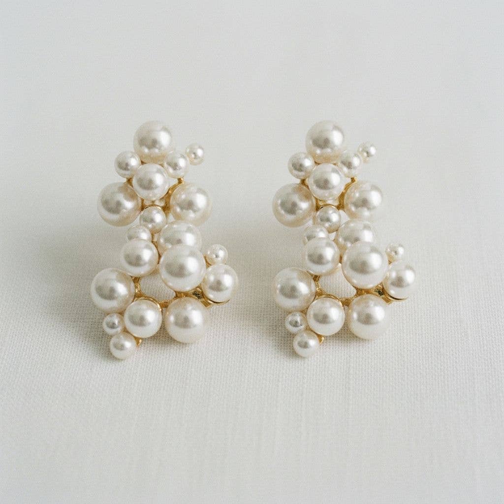 Cluster Pearl Drop Earrings