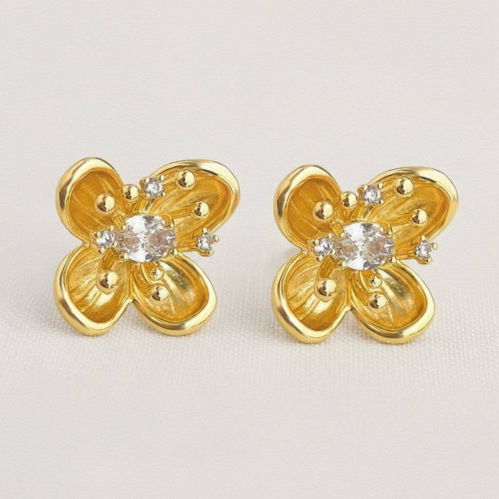 Floral Gemstone Drop Earrings