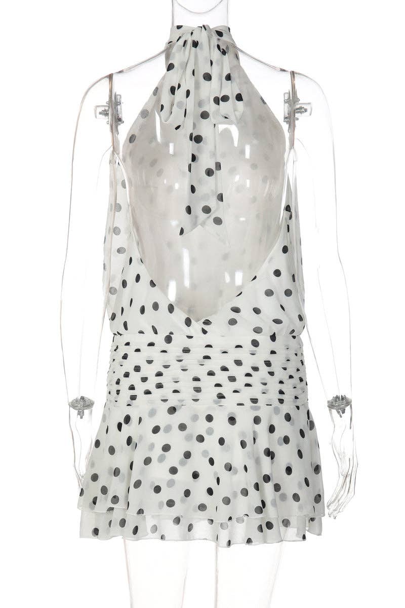Polka Dot Halter Mini Dress