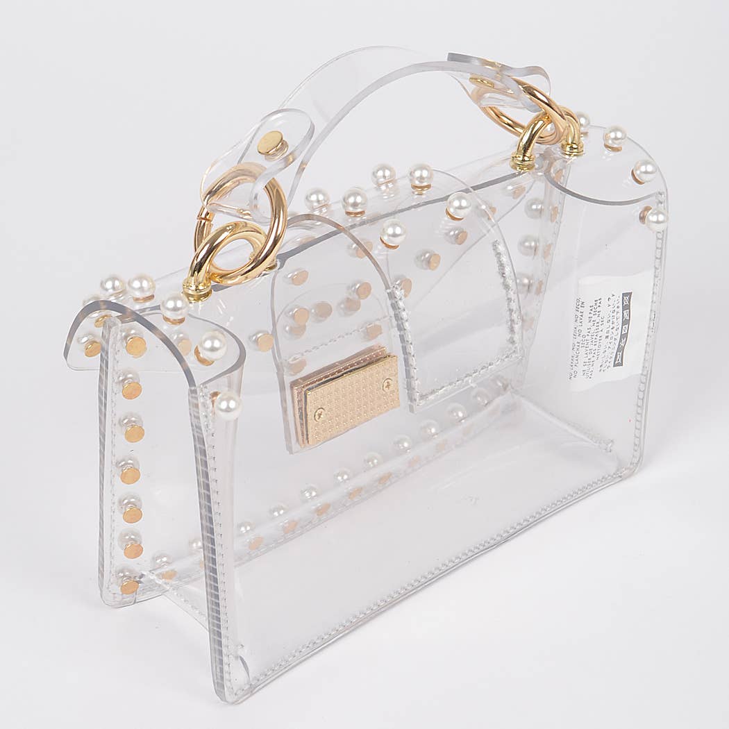 Foxy Faux Pearl Clear Bag