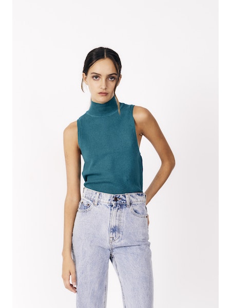 Traffic Knitted Top in Teal Green