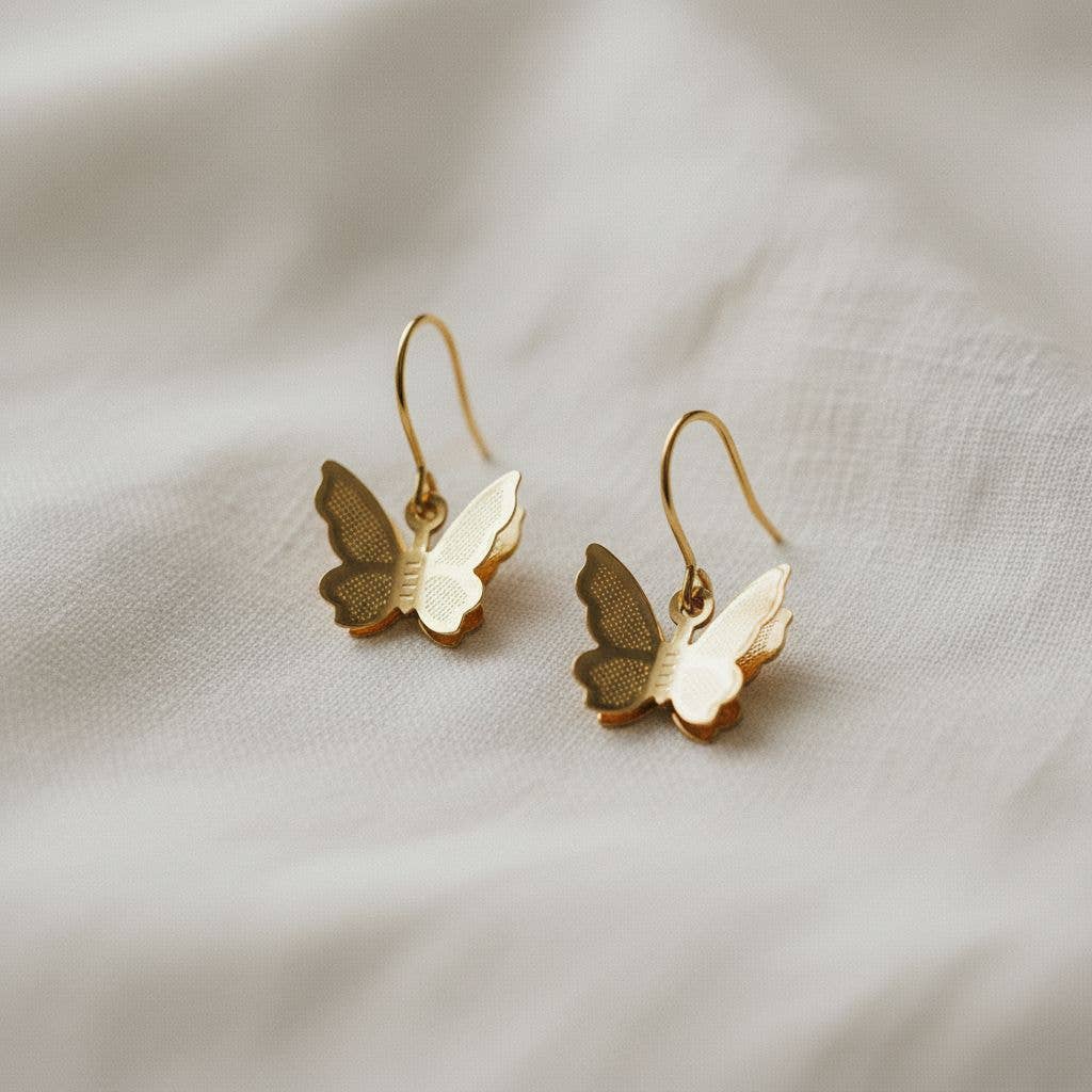 Layered Butterfly Drop Earrings