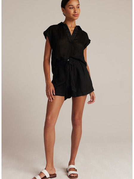 Belted Pleat Front Short in Black
