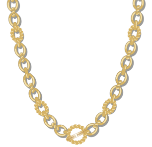 Chunky Link With A Twist T Bar Necklace - Gold Pla