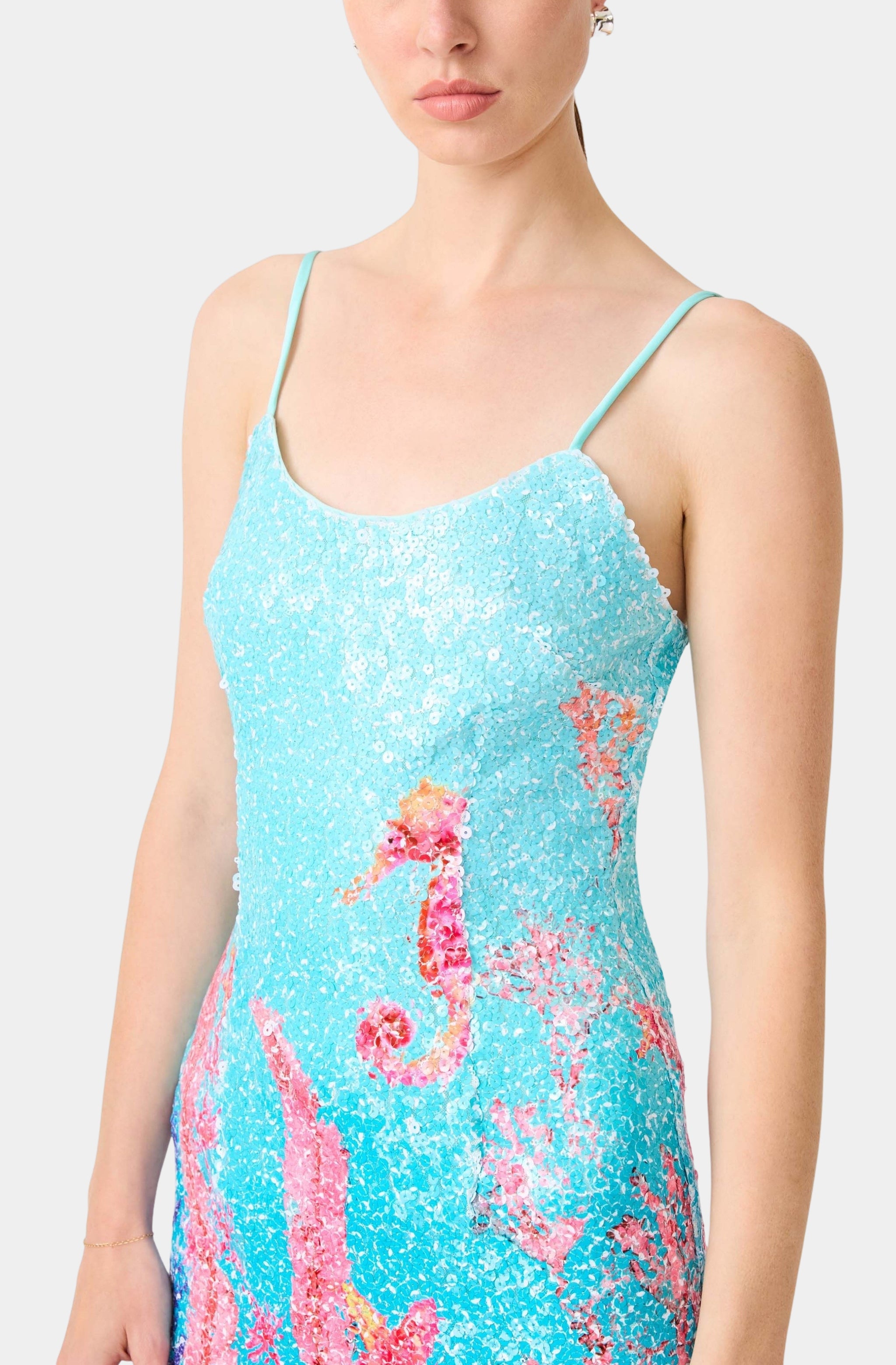 Coral Fitted Mini Dress In Bluemulti