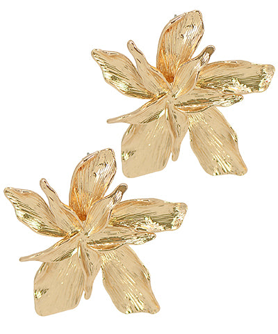 Texture Golden Flower Earring