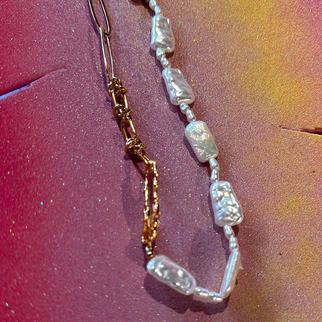 Half Gold, Half Pearl Necklace