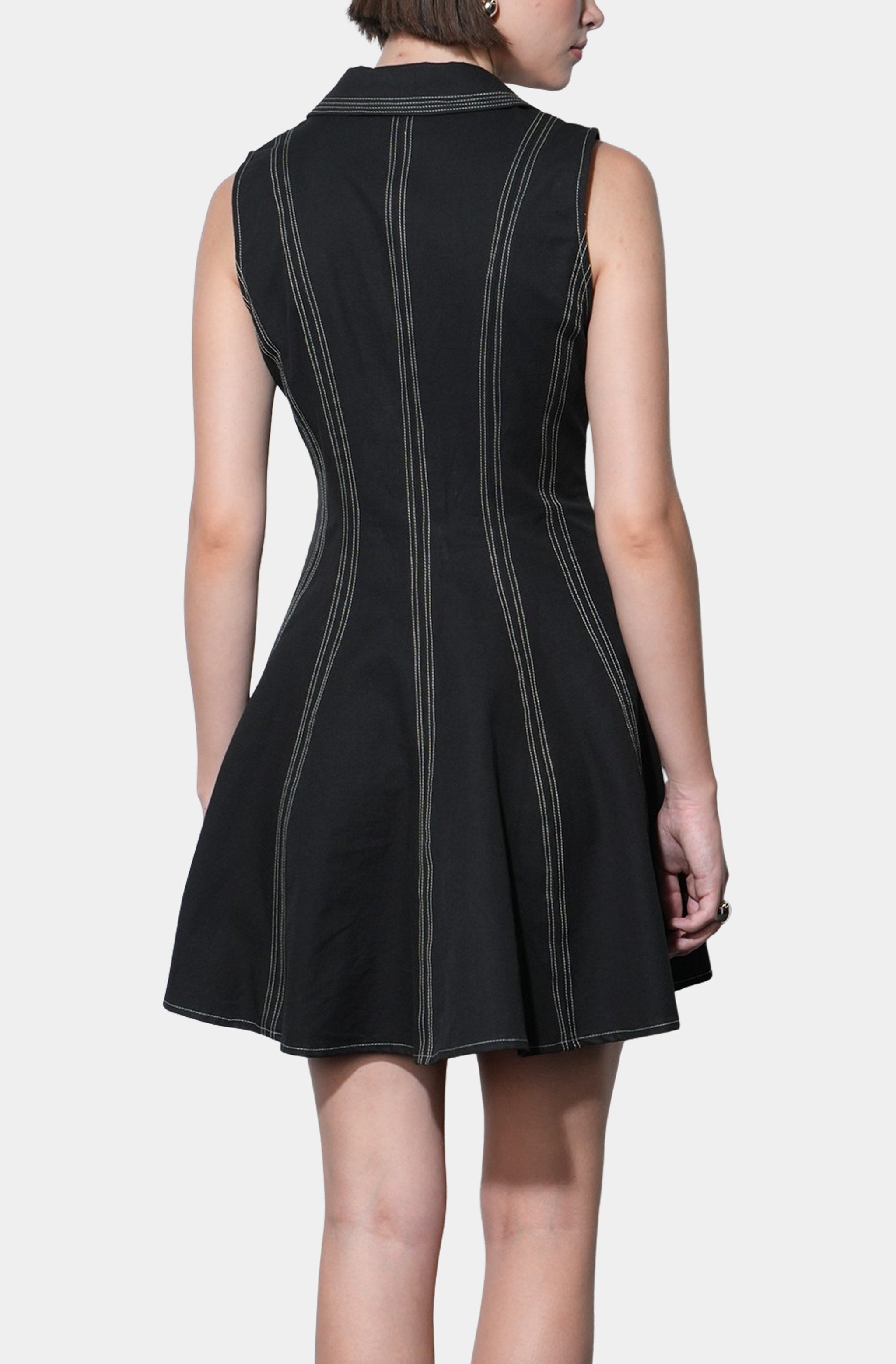 Sydney Topstitch Flare Mini Dress