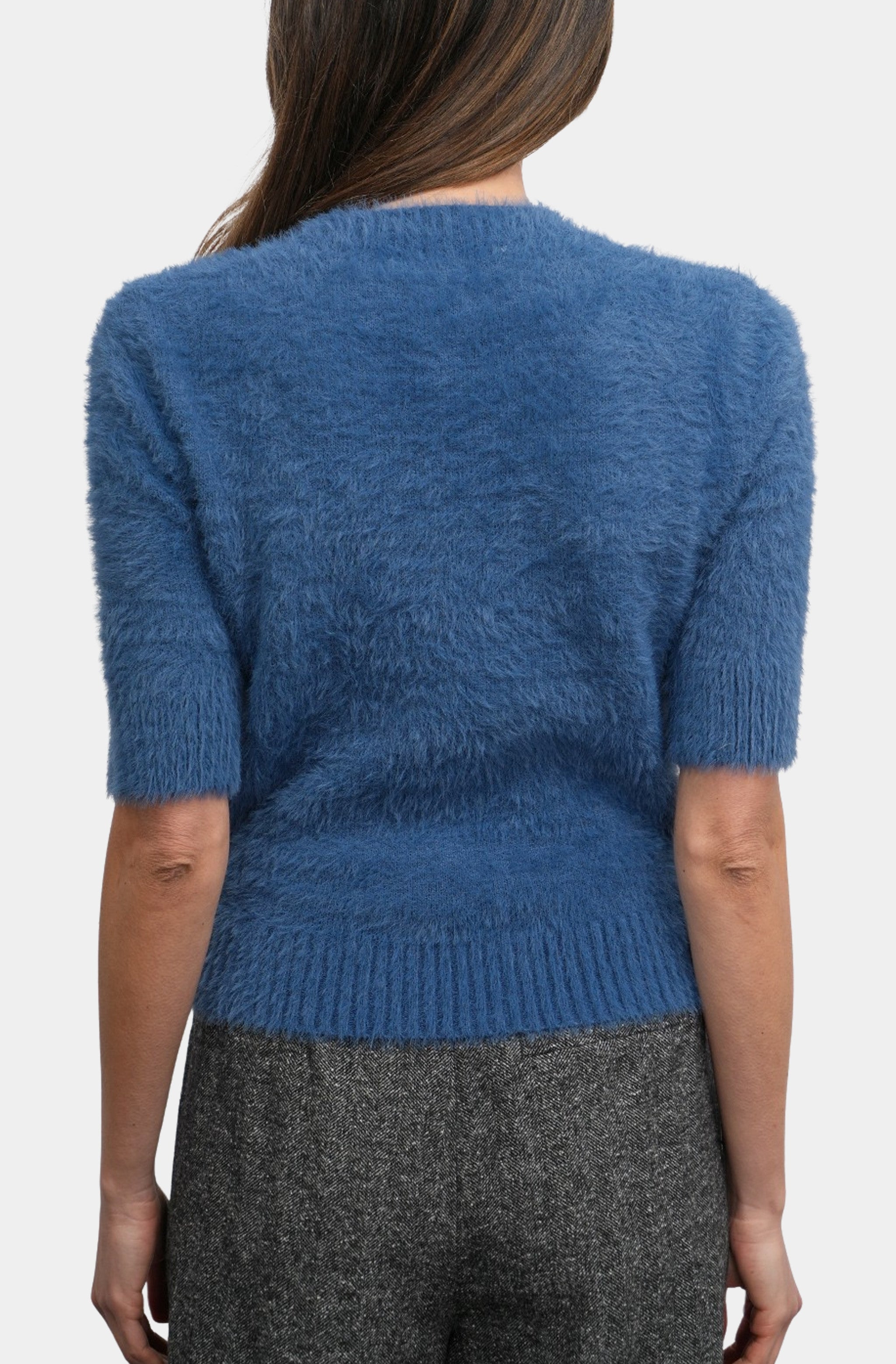 Odette Fuzzy Elbow Sleeve Knit Top
