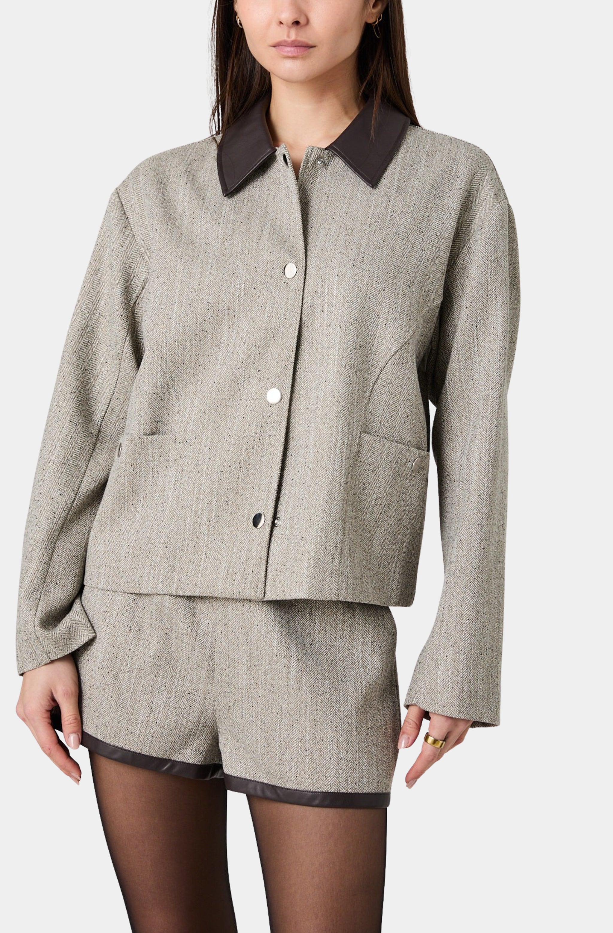 Speckled Herringbone Cropped Jacket – Hemline Metairie