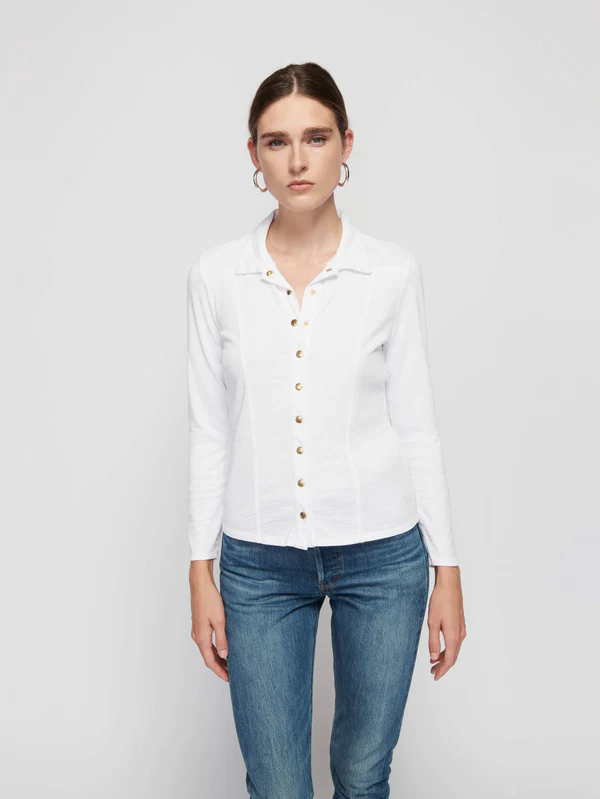 Jarah Seamed Button Up in Optic White