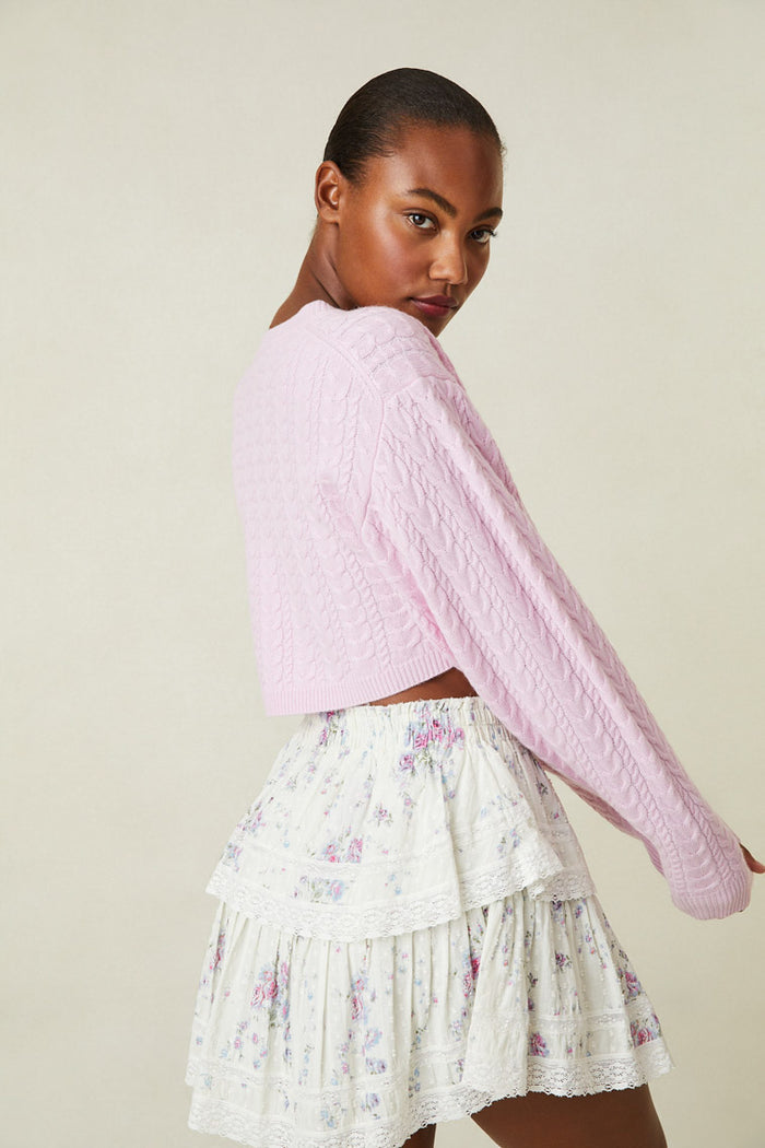 Calloway Crop Sweater in Pale Rose