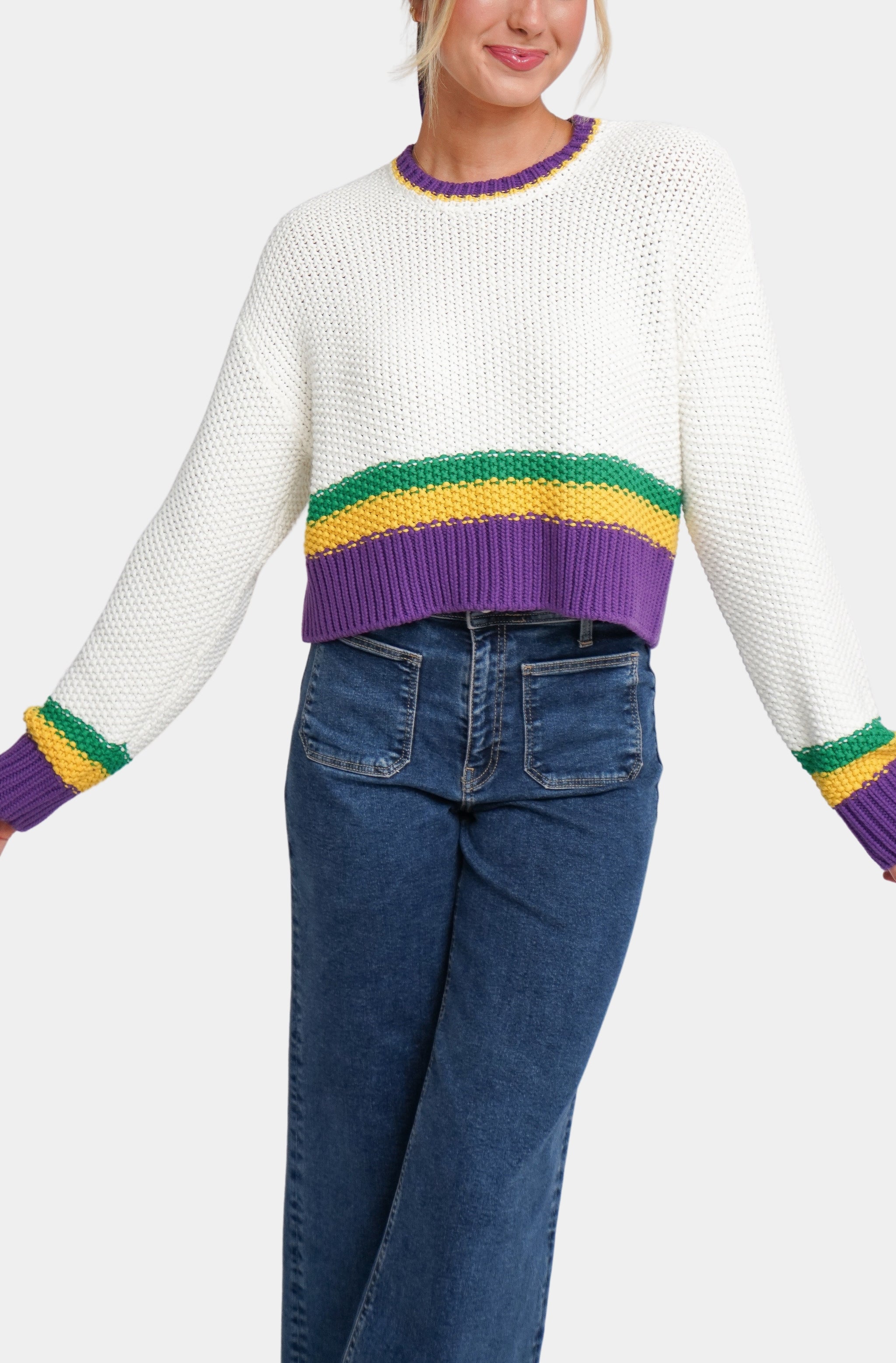 {Exclusive} Mardi Gras Stripe Knit