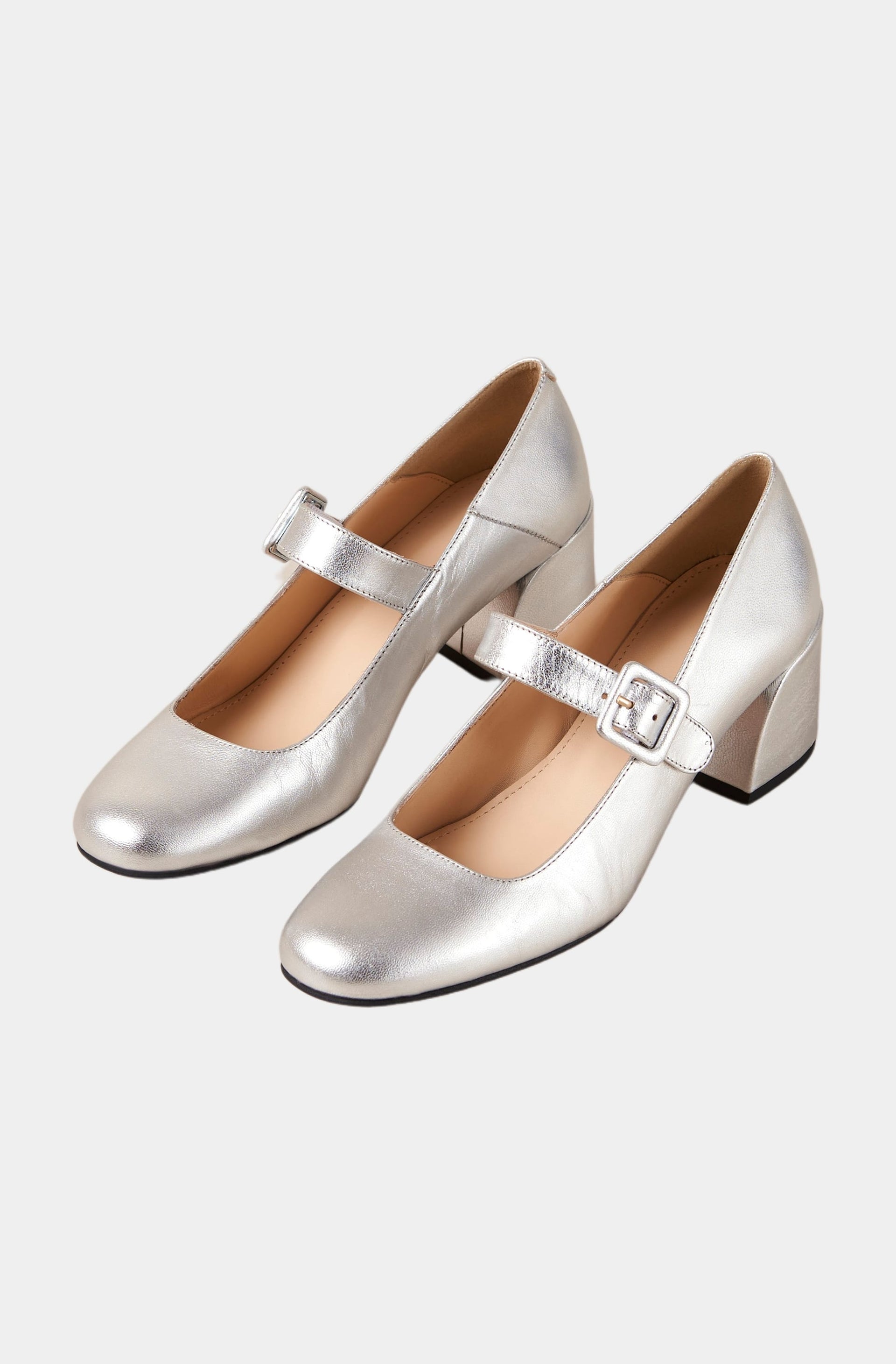 Leah Shimmer Silver Leather Pumps