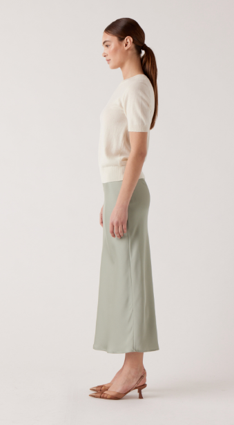 Ava Satin Skirt in Sage Mint