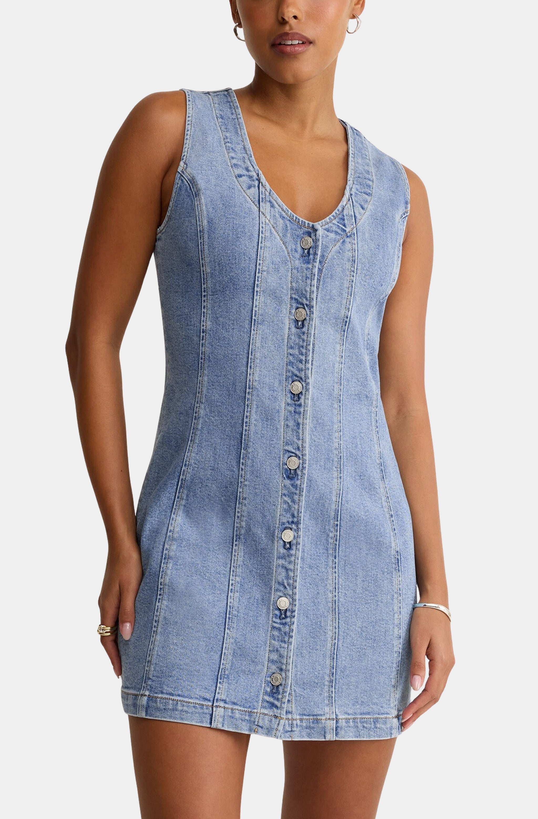 Jolie Denim Seamed Mini Dress