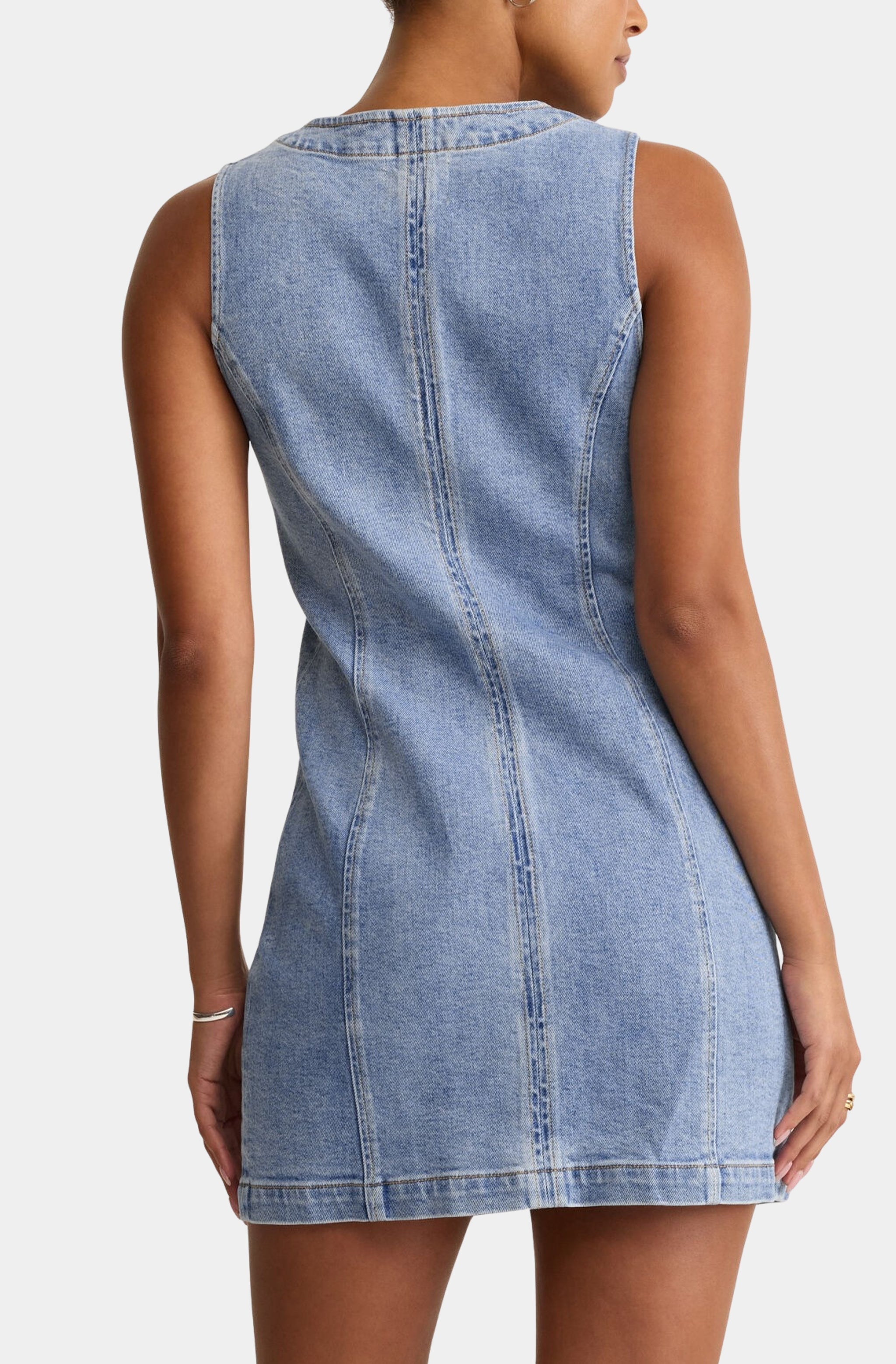 Jolie Denim Seamed Mini Dress