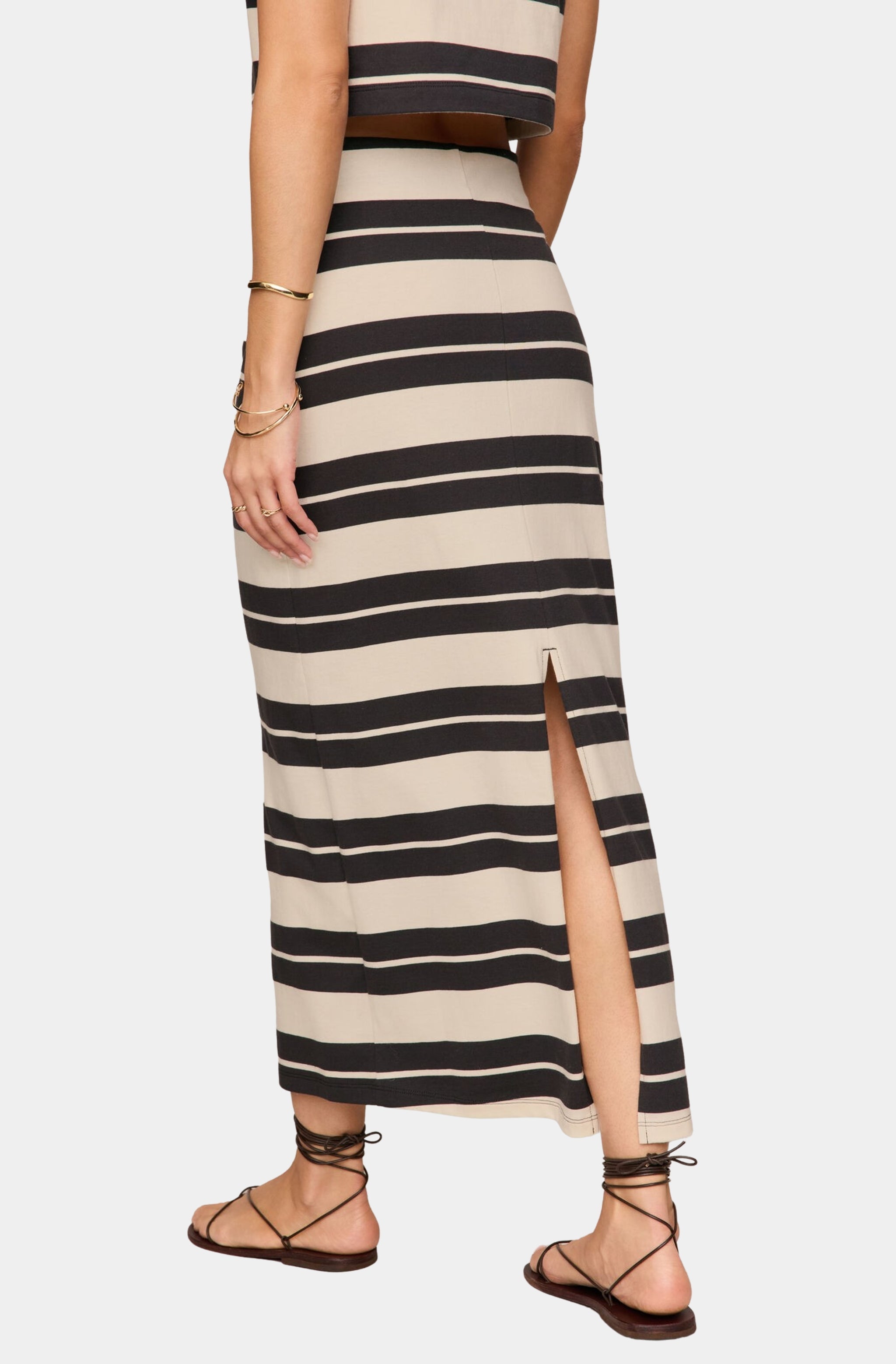 Gail Striped Jersey Midi Skirt