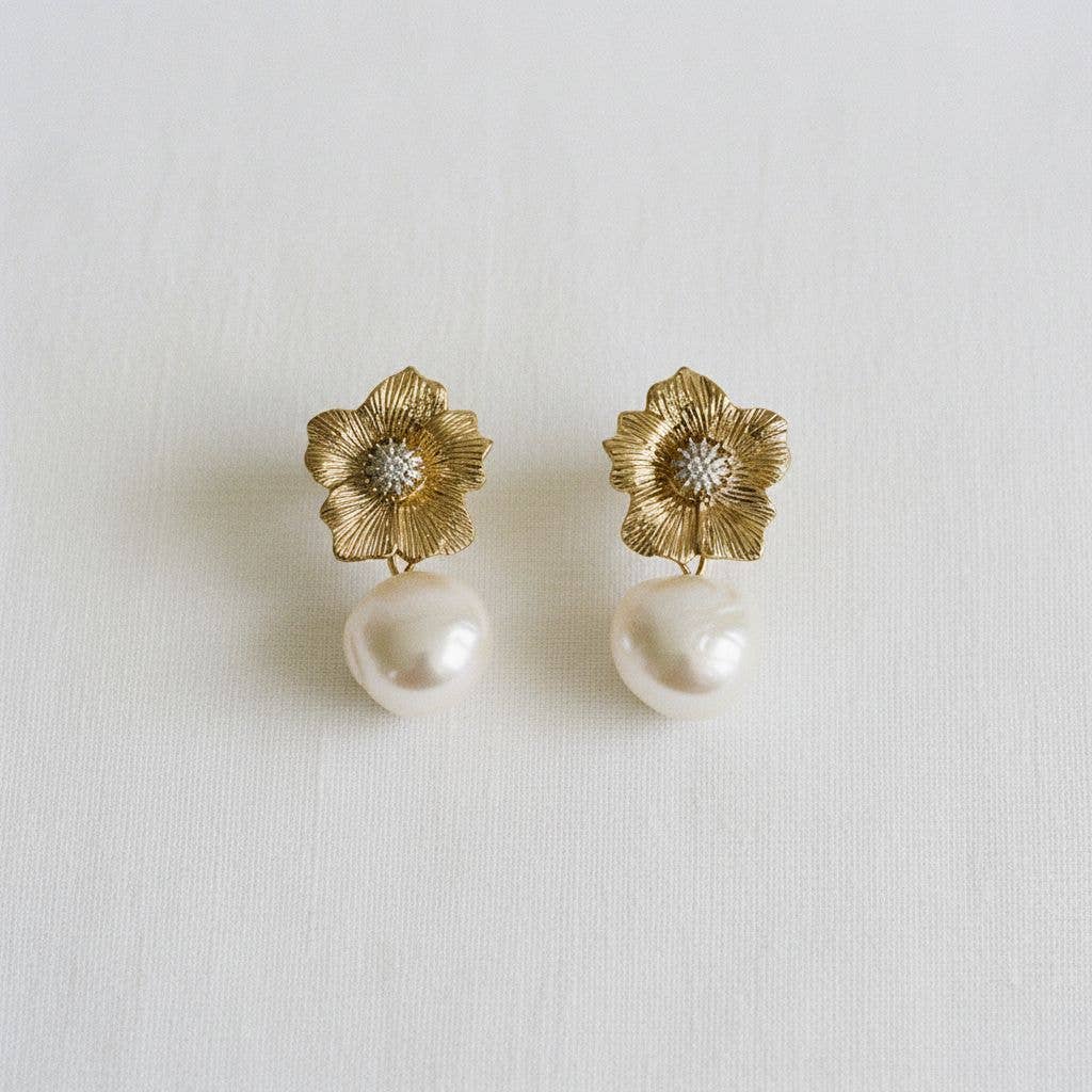 Babs Floral Pearl Drop Earrings