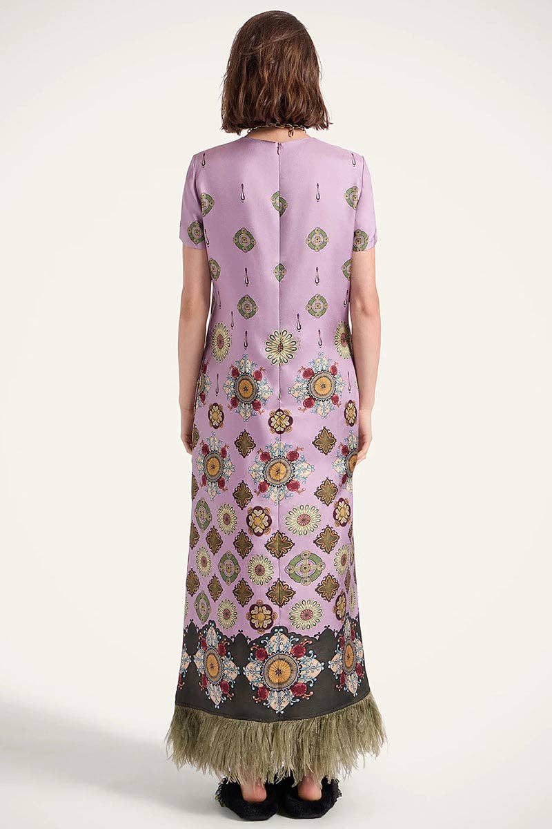 Annabeth Fringe Short Sleeve Floral Maxi Dress