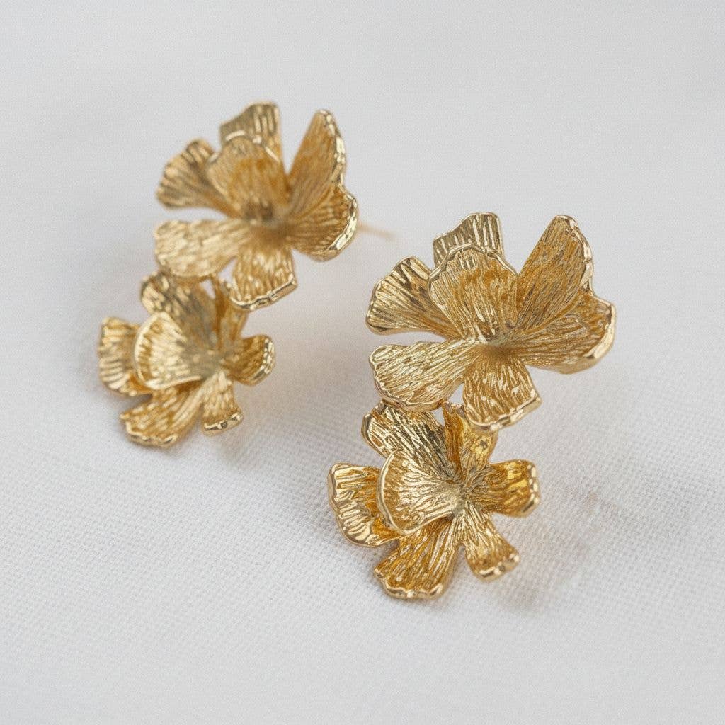 Artistic Floral Drop Earrings with Removable Drop