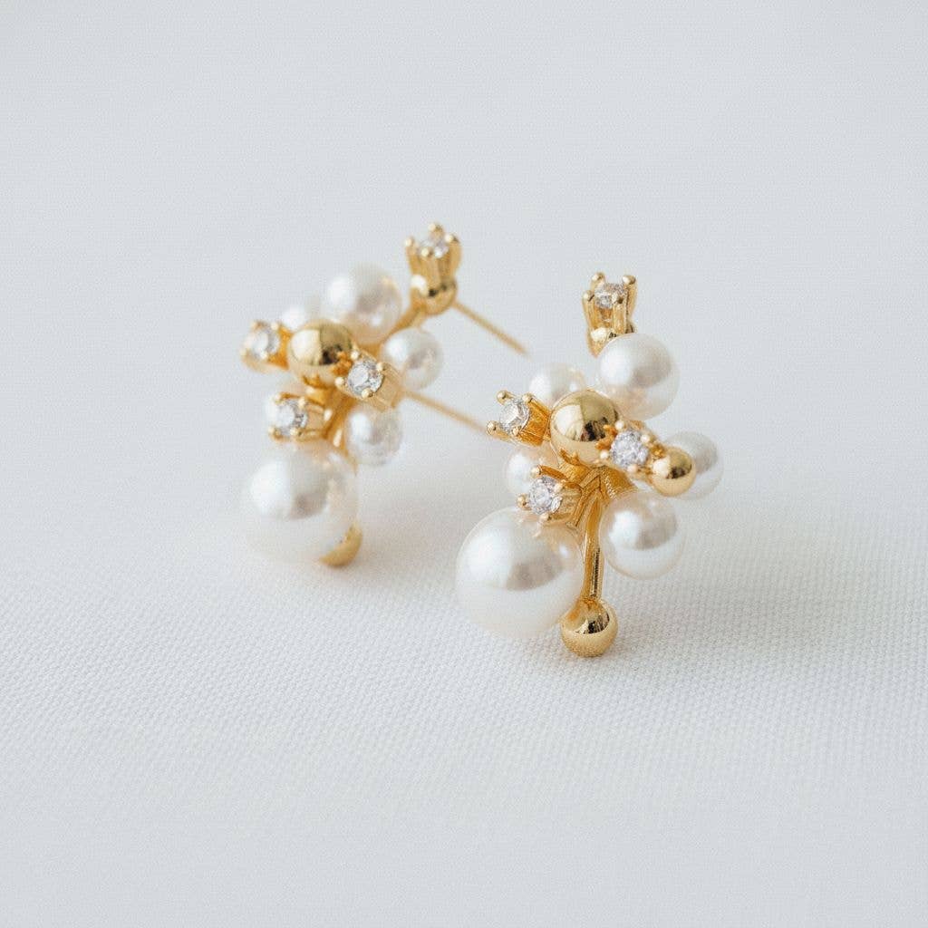Pearl  Cluster Drop Earrings