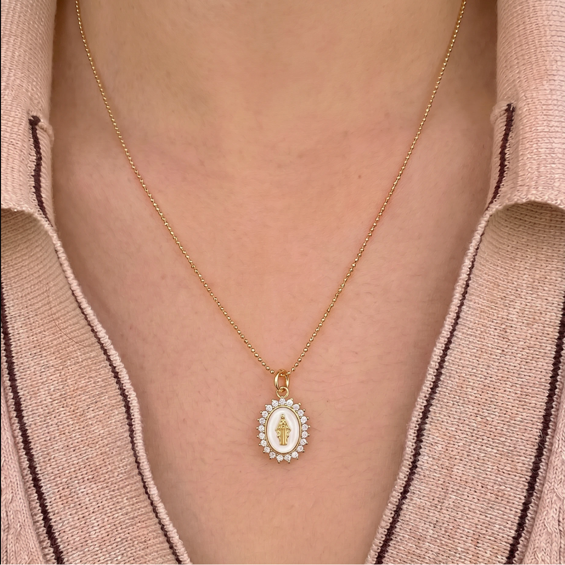 Mini Lady Lourdes Necklace - White: WHITE / One Size