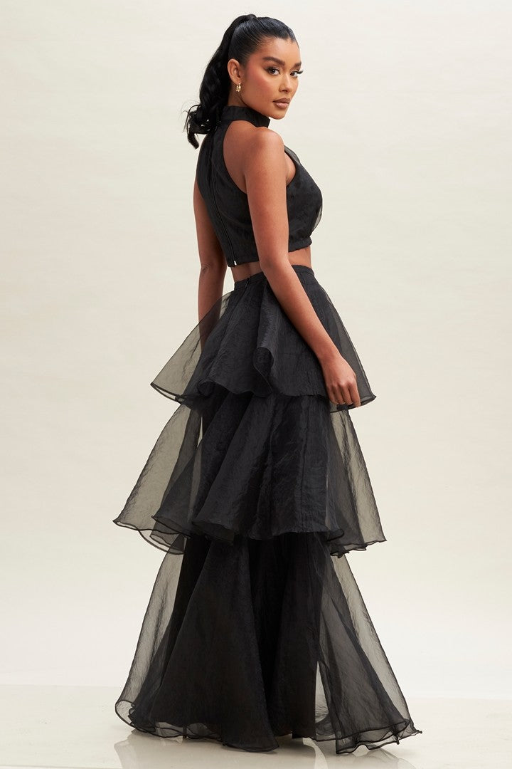 Organza Solid Tiered Skirt Set