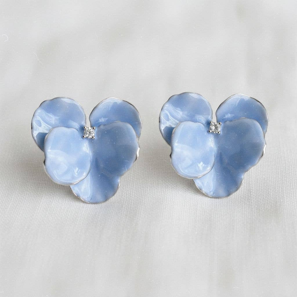 Something Blue Enamel Floral Earrings