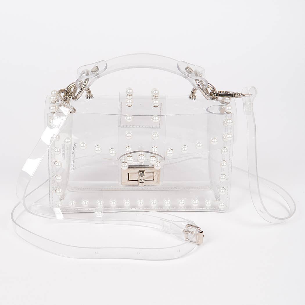 Foxy Faux Pearl Clear Bag