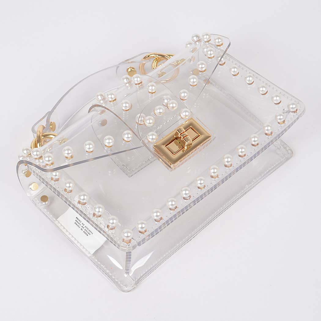 Foxy Faux Pearl Clear Bag