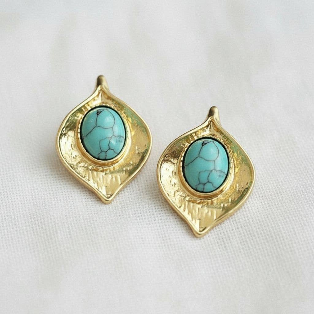 Turquoise Leaf Drop Earrings