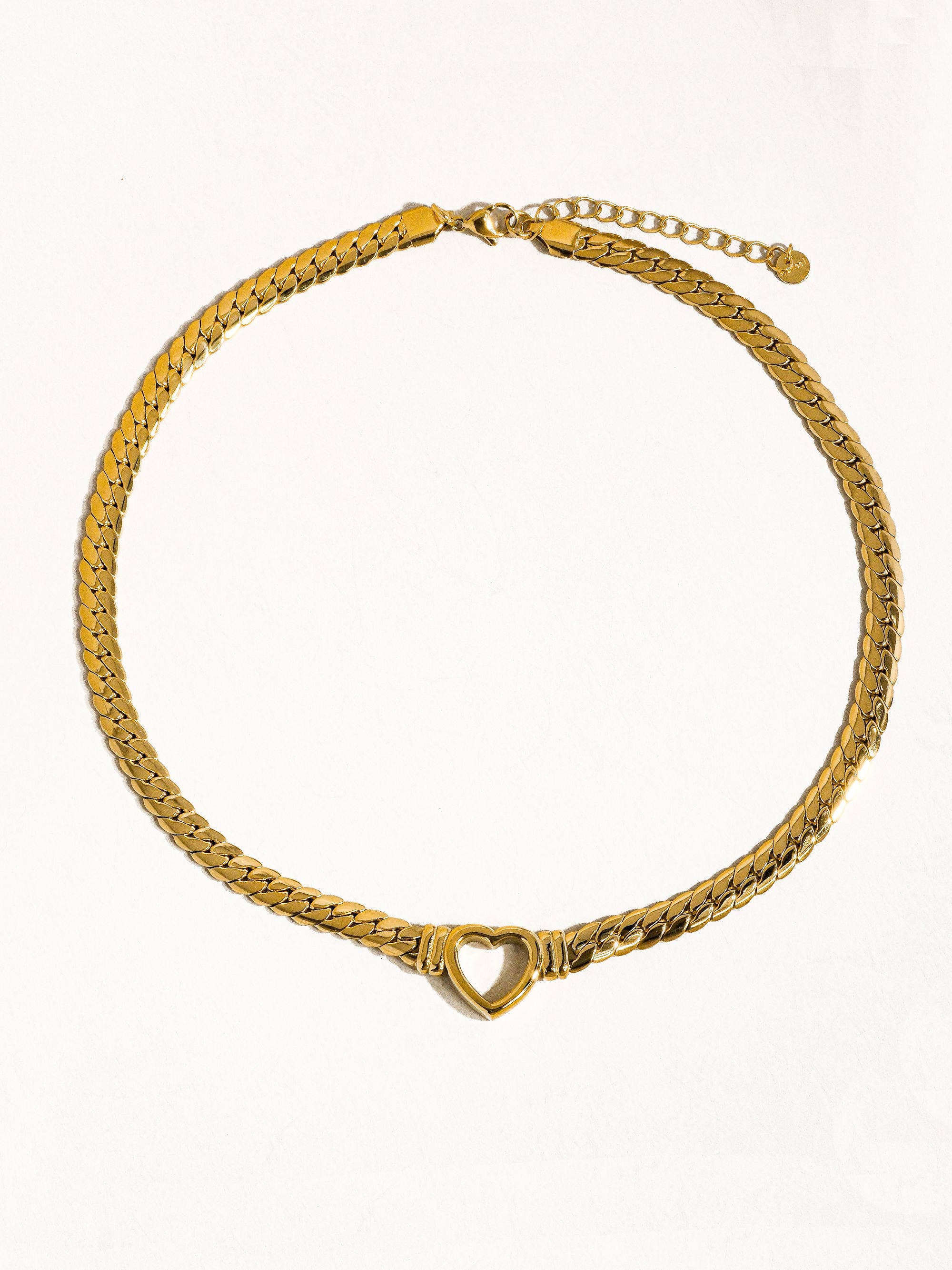 Tessa 14K Non-Tarnish Heart Snake Chain Necklace: Yellow Gold / Necklace