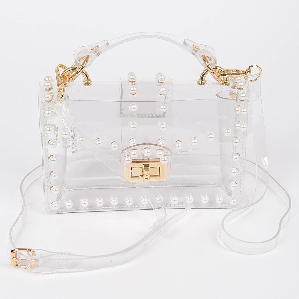 Foxy Faux Pearl Clear Bag