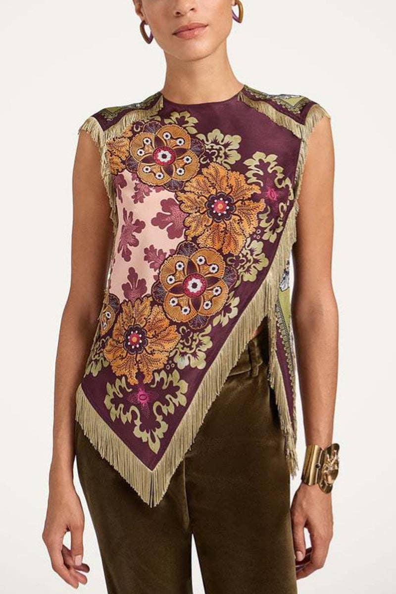 Aileen Fringe Cross Top