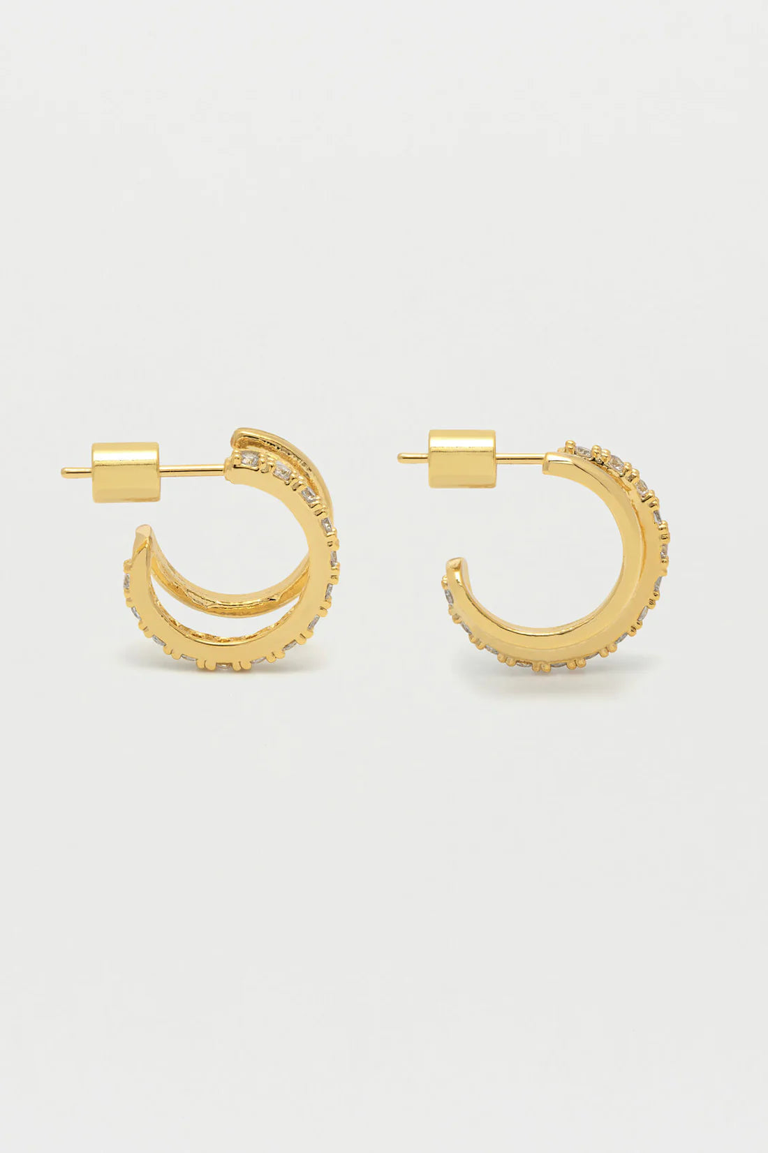 Double Loop Hoops With Cz - Gold Plate