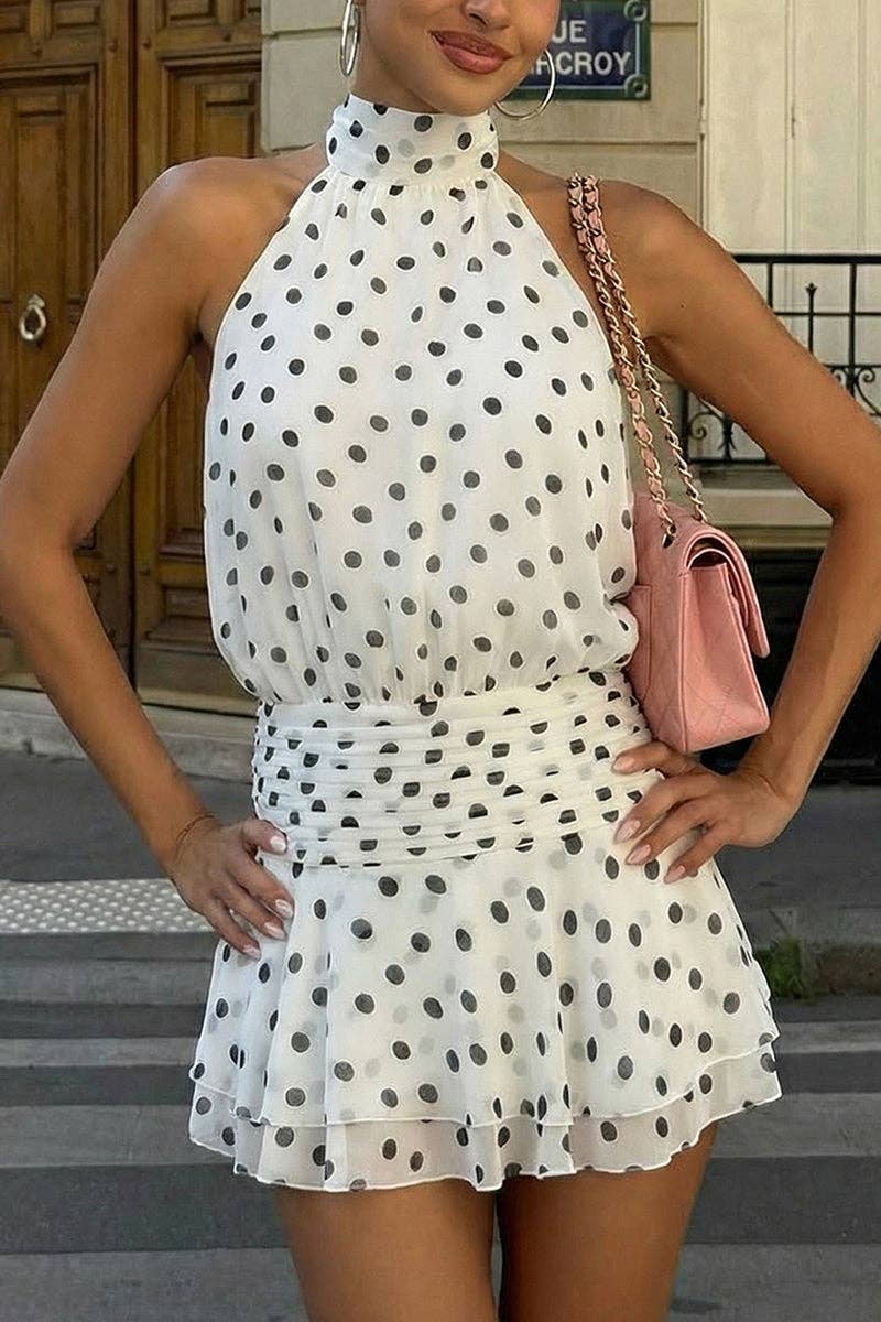 Polka Dot Halter Mini Dress – Hemline Metairie