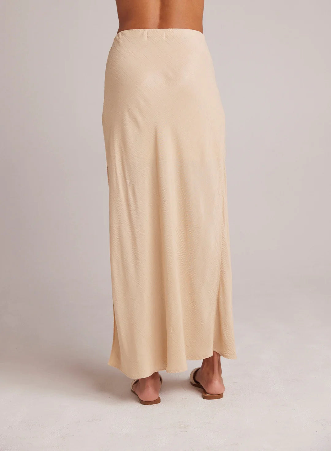Side Slit Bias Maxi Skirt in Classic Khaki