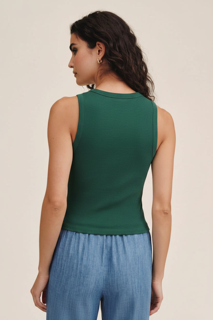 Placket Tank - Palm Green