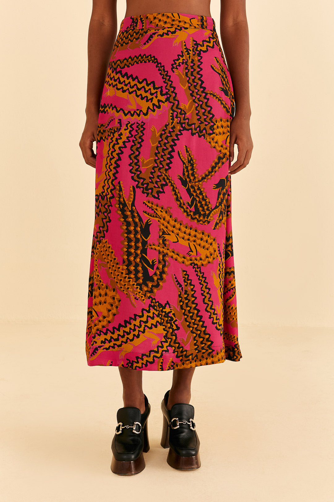 Croco Pink Midi Skirt