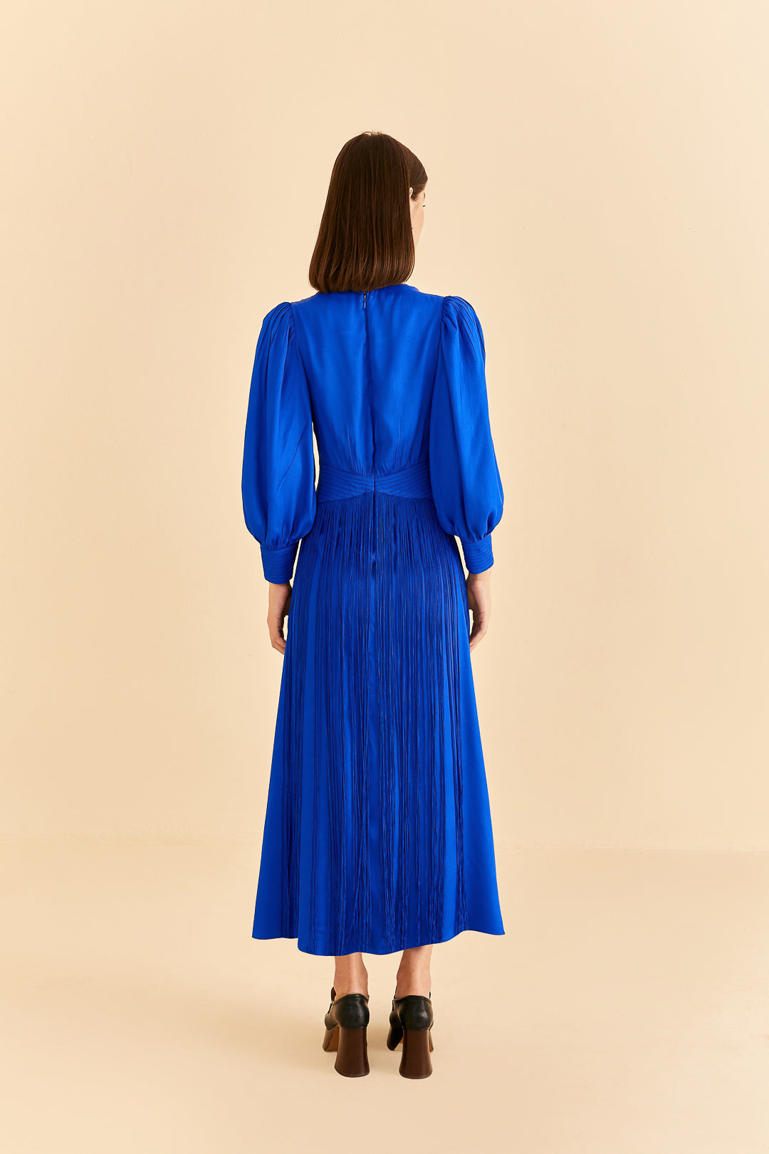 Bright Blue Fringes Maxi Dress